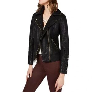 Guess faux Leather Contrasting Moto Jacket